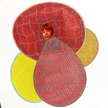 将图片加载到图库查看器，Red Yellow Vintage Style Mixed Media Art Collage - Naomi Vona Art
