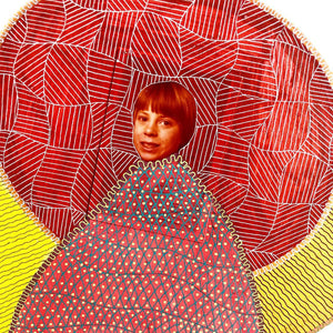 Red Yellow Vintage Style Mixed Media Art Collage - Naomi Vona Art