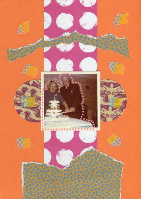 Vintage Anniversary Celebration Mixed Media Collage On Paper - Naomi Vona Art