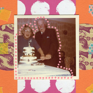 Vintage Anniversary Celebration Mixed Media Collage On Paper - Naomi Vona Art