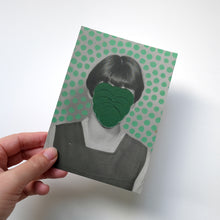 将图片加载到图库查看器，Green Vintage Girl Postcard

