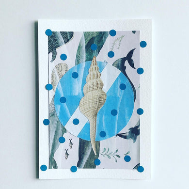 Vintage Shell Art Collage On Paper - Naomi Vona Art