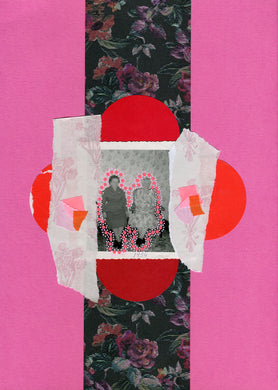Wallpaper Pattern Handmade Mixed Media Collage Art On Paper - Naomi Vona Art