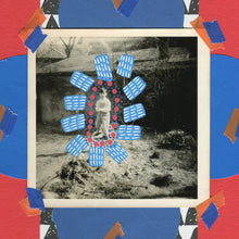 Load image into Gallery viewer, Black Red Blue Mixed Media Collage Artwork On Paper - Naomi Vona Art
