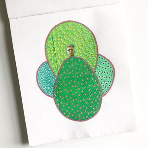 Green Mixed Media Paper Art Collage - Naomi Vona Art