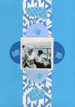 Carica l&#39;immagine nel visualizzatore di Gallery, Turquoise Mixed Media Collage Artwork On Paper - Naomi Vona Art
