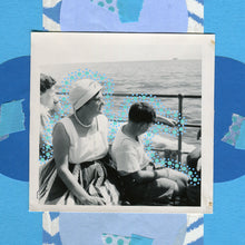 将图片加载到图库查看器，Turquoise Mixed Media Collage Artwork On Paper - Naomi Vona Art
