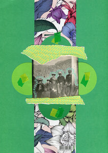 Green Original Mixed Media Collage Artwork On Paper - Naomi Vona Art
