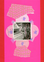 将图片加载到图库查看器，Red Pink Original Mixed Media Collage Art On Paper - Naomi Vona Art

