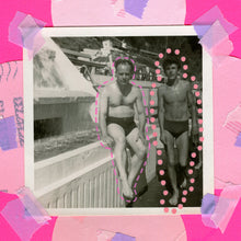 将图片加载到图库查看器，Red Pink Original Mixed Media Collage Art On Paper - Naomi Vona Art
