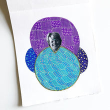 Cargar imagen en el visor de la galería, Purple Blue Vintage Style Abstract Collage Art - Naomi Vona Art
