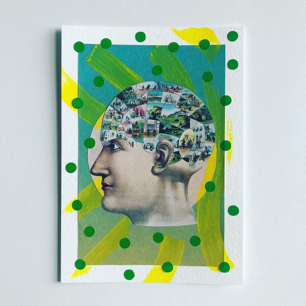 Vintage Man Head Paper Art Collage - Naomi Vona Art