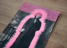 将图片加载到图库查看器，Contemporary Neon Pink Mixed Media Art Collage On Vintage Woman Portrait - Naomi Vona Art
