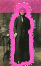 Load image into Gallery viewer, Contemporary Neon Pink Mixed Media Art Collage On Vintage Woman Portrait - Naomi Vona Art
