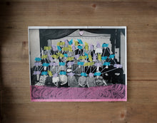 Carica l&#39;immagine nel visualizzatore di Gallery, Contemporary Art Collage Created Over A Vintage Group Portrait - Naomi Vona Art

