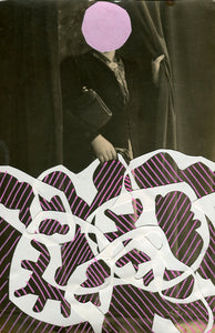 Pink White Art Collage On Vintage Woman Photo - Naomi Vona Art