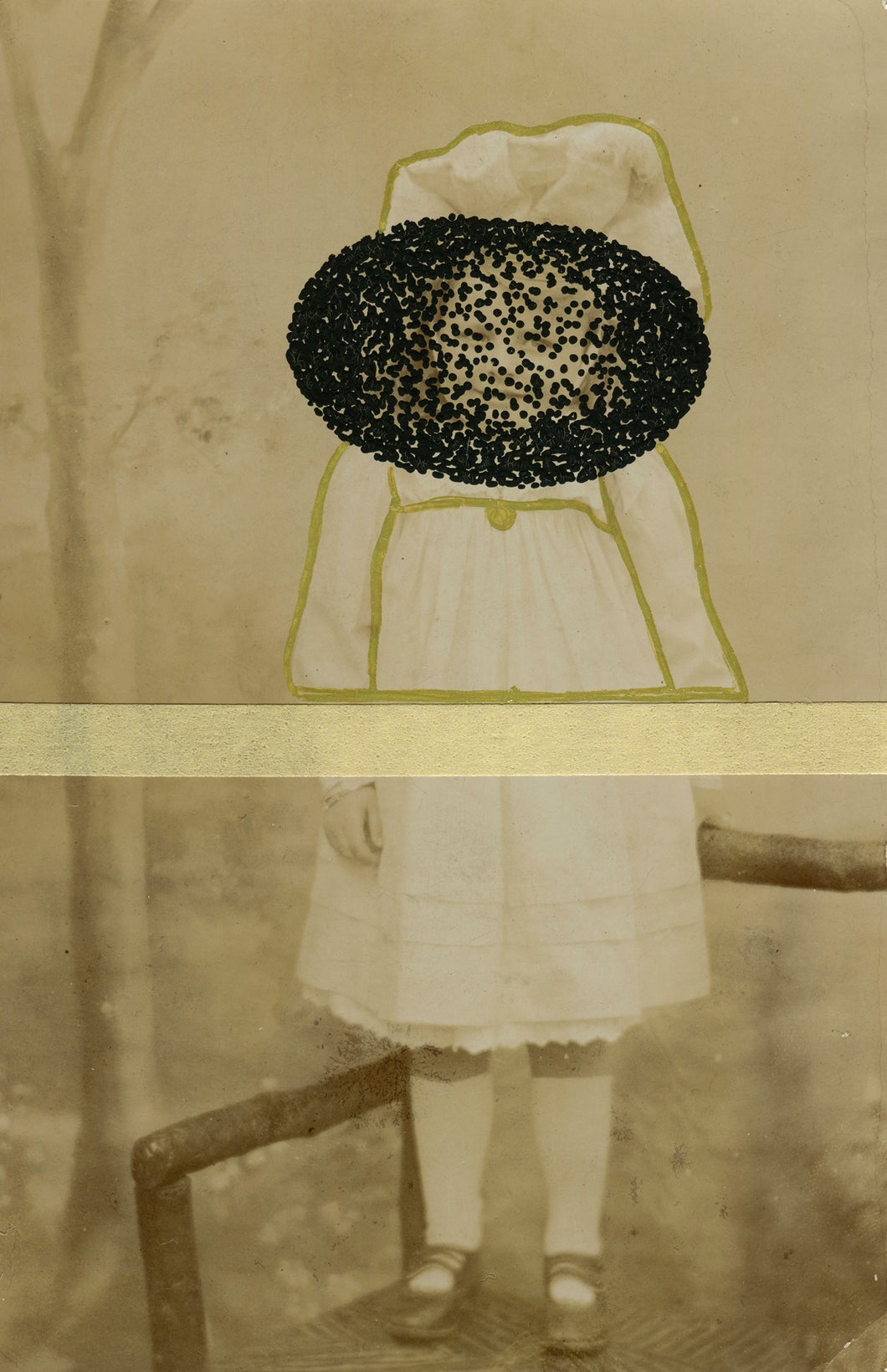 Black Golden Dada Contemporary Art Collage - Naomi Vona Art