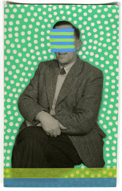 Green Mixed Media Art Collage On Vintage Portrait - Naomi Vona Art