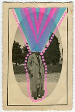Charger l&#39;image dans la galerie, Light Blue Pink Contemporary Art Collage On Vintage Portrait - Naomi Vona Art
