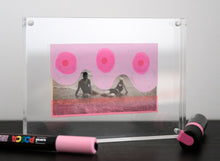 Cargar imagen en el visor de la galería, Humorous Neon Pink Art On Vintage Beach Portrait - Naomi Vona Art
