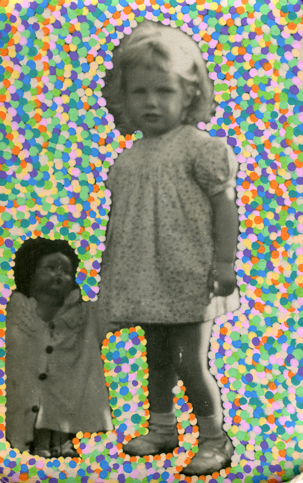 Confetti Decoration On Vintage Baby Girl Portrait - Naomi Vona Art