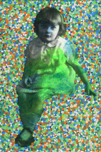 Confetti Decoration Art Collage On Vintage Baby Girl Photo - Naomi Vona Art