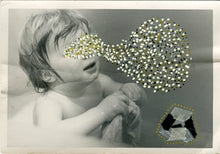 Load image into Gallery viewer, Black, Golden And Silver Contemporary Art Collage - Naomi Vona Art
