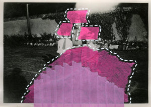 Neon Pink, Lilac And Purple Art Collage On Vintage Portrait - Naomi Vona Art