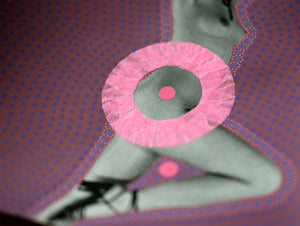 Burgundy, Neon Pink And Purple Original Art On Erotic Nude Portrait - Naomi Vona Art