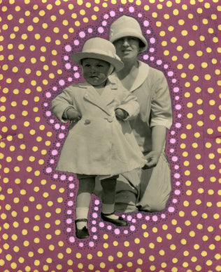 Vintage Mother With Daughter Photo Altered With Dotty Decorations - Naomi Vona Art