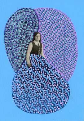 Blue Shades Mixed Media Art Collage - Naomi Vona Art