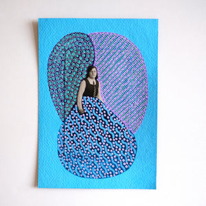 Blue Shades Mixed Media Art Collage - Naomi Vona Art