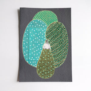 Grey Green Collage Art for Sale - Naomi Vona Art