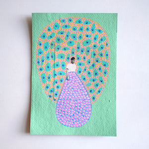 Mint Green, Blue And Pink Collage Art
