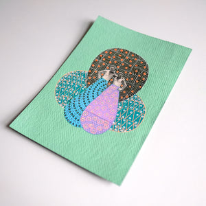 Mint green, Blue And Pink Art Collage