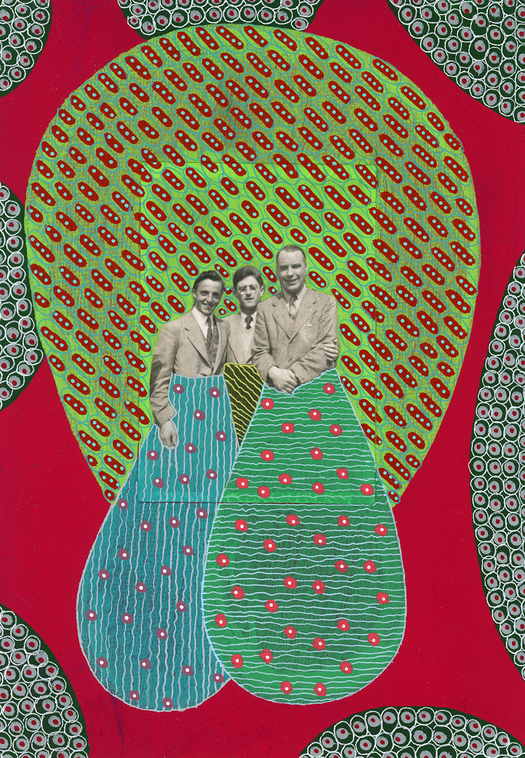 Red Green Vintage Art Collage
