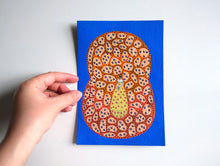 将图片加载到图库查看器，Blue Orange Mixed Media Collage Art On Paper
