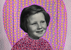 Pink, Yellow And Red Art On Retro Portrait Photo