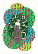 画像をギャラリービューアに読み込む, Green Smiling Girl Art Collage On Paper
