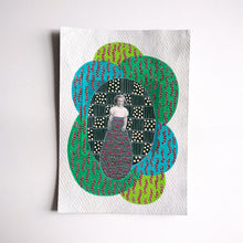 Load image into Gallery viewer, Green Smiling Girl Art Collage On Paper
