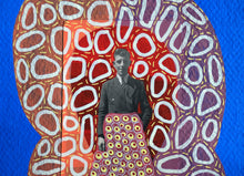 Carica l&#39;immagine nel visualizzatore di Gallery, Red And Electric Blue Art Collage On Vintage Portrait
