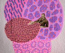 将图片加载到图库查看器，Pink Purple Vintage Mixed Media Art Collage On Paper
