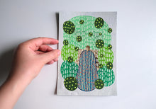 Load image into Gallery viewer, Green Beige Art Collage On Handmade Paper
