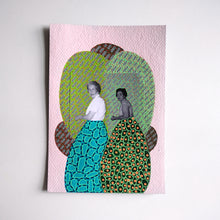 将图片加载到图库查看器，Pink, Green and Orange Mixed Media Paper Collage Art
