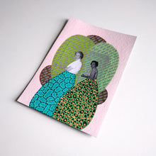 将图片加载到图库查看器，Pink, Green and Orange Mixed Media Paper Collage Art
