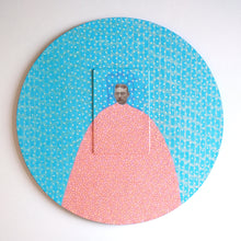Cargar imagen en el visor de la galería, Turquoise And Salmon Pink Art On Wood Collage - Naomi Vona Art
