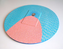 Load image into Gallery viewer, Turquoise And Salmon Pink Art On Wood Collage - Naomi Vona Art
