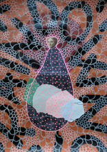 Cargar imagen en el visor de la galería, Black And Brick Red Mixed Media Collage Art - Naomi Vona Art
