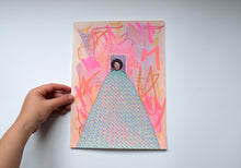 Carica l&#39;immagine nel visualizzatore di Gallery, Neon Pink Mixed Media Collage On Paper
