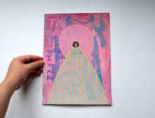 Load image into Gallery viewer, Purple And Yellow Mixed Media Collage On Paper
